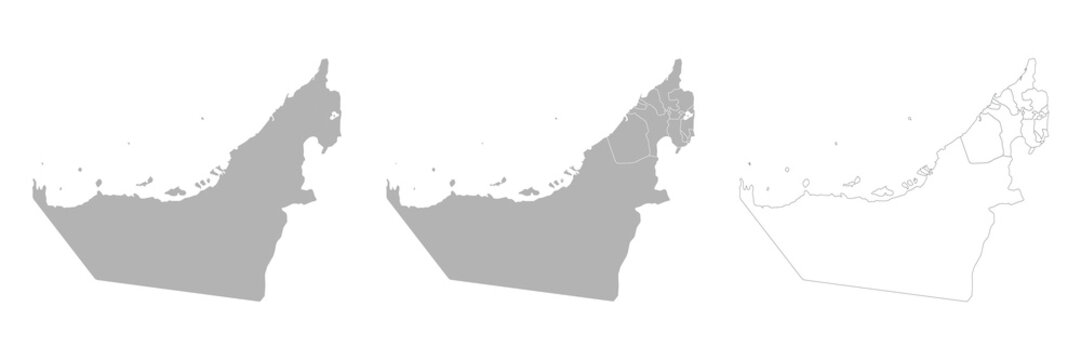 Set of UAE Maps with Main Map and Regional maps