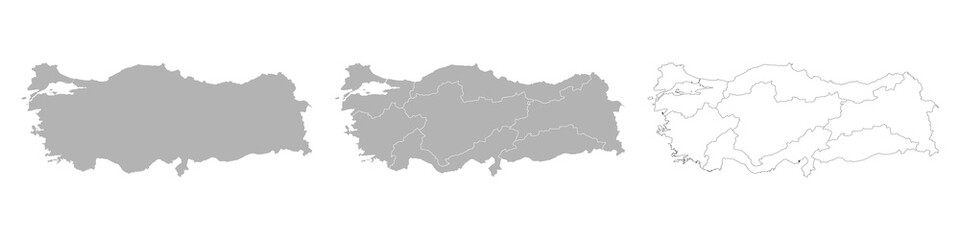 Obraz premium Set of TURKYIE Maps with Main Map and Regional maps