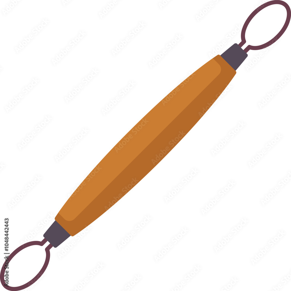 Poster wooden handle loop tool for clay sculpting and modelling hobby isolated on white background