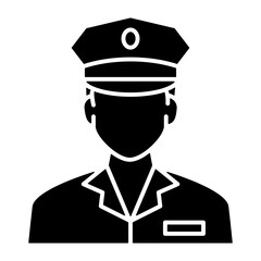 Police icon in glyph style. Security guard icon in glyph style. Icon about law and justice