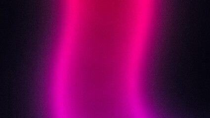 Abstract background grainy gradient pink purple red glowing wave shape, black backdrop banner poster header design, noise texture, copy space