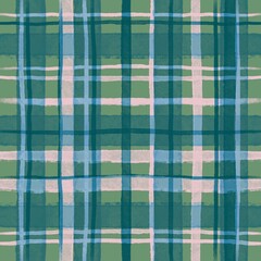 Obraz premium Hand drawn checkered Seamless Pattern. Abstract style plaid, gingham cloth, tartan. Colorful Background. Suits for textile, fabric covers, packaging and gift wrap. Trendy illustration. Print template