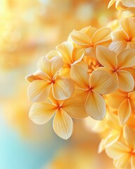 Fototapeta premium Vibrant Spring Nature Background with Colorful Flowers, Green Leaves, and Clear Blue Sky for Fresh and Inviting Outdoor Themes in Your Projects