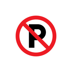 No parking warning sign icon in generic style. Prohibition symbol with letter P