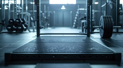 Close-up of a Squeaky Clean Weightlifting Platform in a Modern Gym
