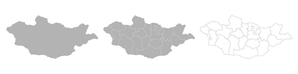 Fototapeta premium Set of MONGOLIA Maps with Main Map and Regional maps