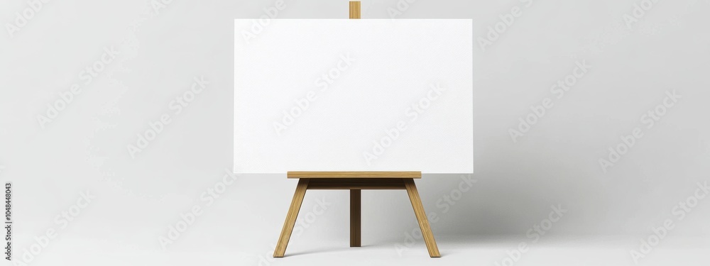 Aufkleber minimalist canvas on easel, a simple white canvas displayed on an easel against a clean white backdr