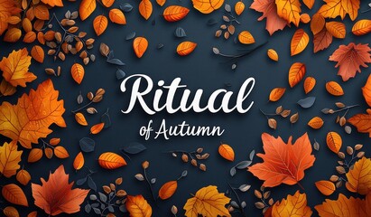 Obraz premium Elegant autumn background with vibrant fall leaves in warm shades of orange and blue