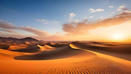 Warm Sunset Glow Illuminating the Serene Curves of Distant Desert Dunes Stretching to the Horizon (99)