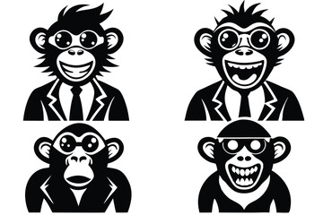 funky monkey illustration icons