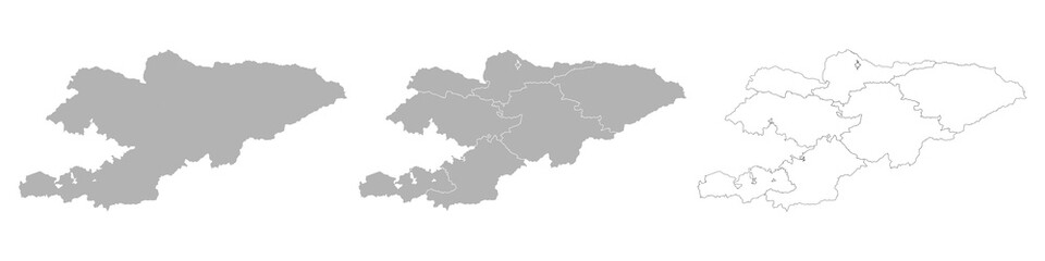 Set of KYRGYZSTAN Maps with Main Map and Regional maps