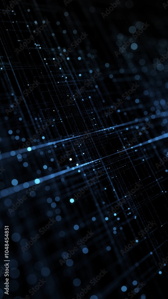 Poster digital technology lines dots motion network on vertical illustration background.
