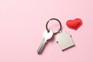 Beautiful heart and key on a colored background