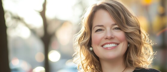 Obraz premium Portrait of a smiling woman outdoors.