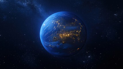 Obraz premium Stylish depiction of the planet at night highlighting its global connectivity