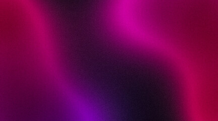 Dark purple blue pink red color gradient background, grainy texture effect, glowing, vibrant, wave shaped color flow, web banner abstract design, copy space