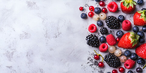 Mixed Berries on Minimalistic White Background