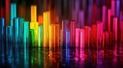 Fototapeta premium Colorful bar chart on a dark background. 3d illustration.