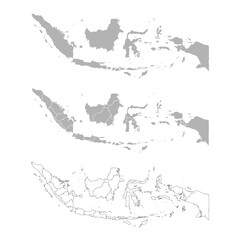 Set of INDONESIA Maps with Main Map and Regional maps