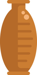 Tall brown clay vase standing with decorative lines, simple object for interior design