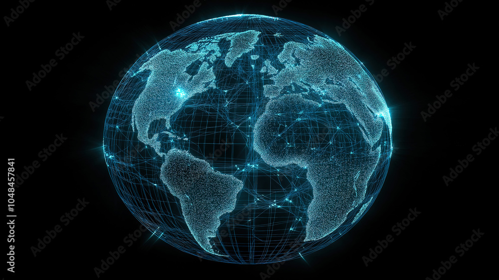 Poster stylish concept representing the interconnectedness of the earth through a grid network