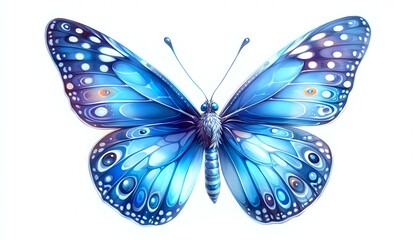 Vibrant Blue Butterfly with Intricate Wing Patterns
