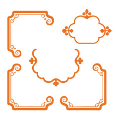 Set of  Vintage Corner Frames Vector illustration.