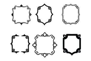 Set of  Vintage Corner Frames Vector illustration.