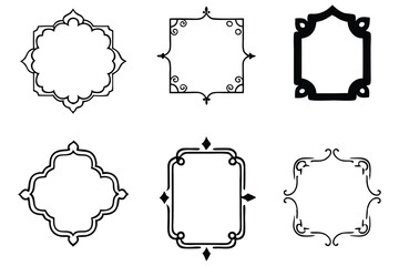 Set of  Vintage Corner Frames Vector illustration.