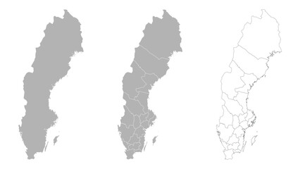 Set of SWEDEN Maps with Main Map and Regional maps