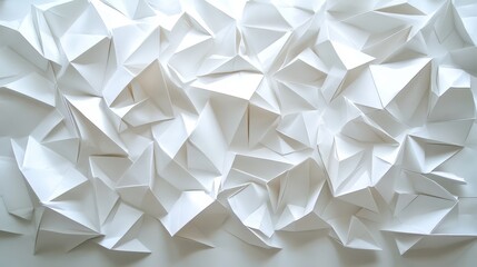Fototapeta premium Abstract Textured White Paper Background with Origami Shapes