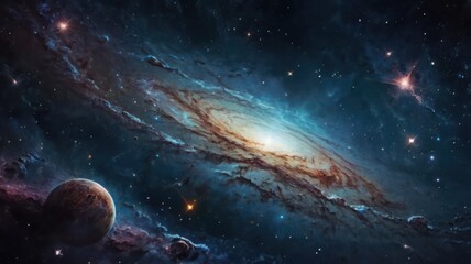 Obraz premium Breathtaking View of a Spiral Galaxy in Deep Space