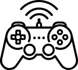 Black Line Art Gamepad Gaming Device Wireless Controller Hand Drawn Illustration