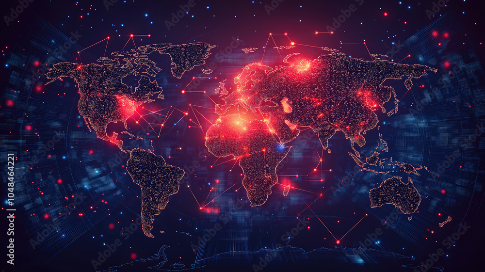 Poster stylish representation of access denied visuals on a world map with a focus on europe