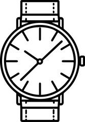 Black Line Art Smart Circle Watch Electronic Device Art Hand Drawn Illustration