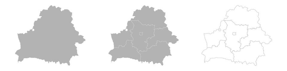 Obraz premium Set of BELARUS Maps with Main Map and Regional maps