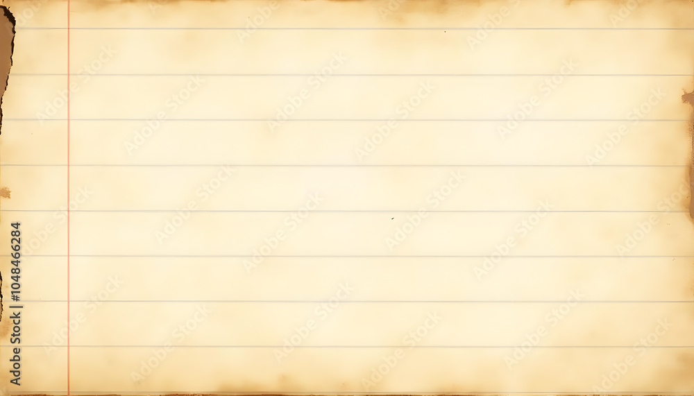 Poster old notebook paper with lines and aged edges as a background copy space