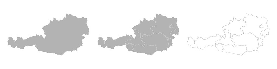 Obraz premium Set of AUSTRIA Maps with Main Map and Regional maps