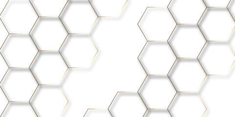 Abstract hexagon white background with shadow .black background Futuristic blue neon honeycombs. Modern technology design. Vector illustration.	
