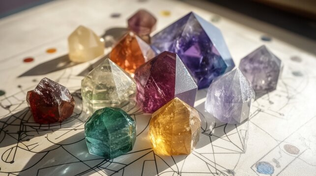 Elegant sacred geometry gemstone collection for luxury decor and design