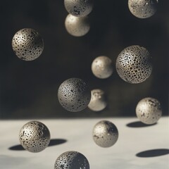 Fototapeta premium Floating metallic spheres with intricate details for modern art concepts and design projects