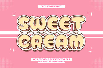 Sweet Cream Editable Text Effect 3d Cartoon Style