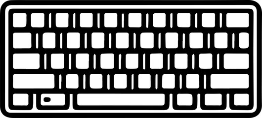 Black Line Art Keyboard Electronic Device Art Hand Drawn Illustration