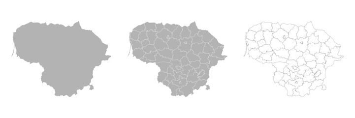 Fototapeta premium Set of LITHUANIA Maps with Main Map and Regional maps