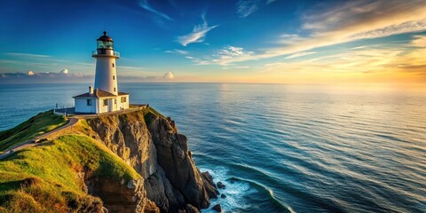 Fototapeta premium Tranquil lighthouse on cliff overlooking sea