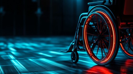 Futuristic wheelchair with neon lights