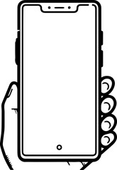 Black Line Art Handling Phone Device Electronic Art Hand Drawn Illustration