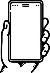 Black Line Art Handling Phone Device Electronic Art Hand Drawn Illustration