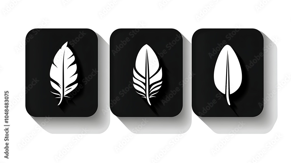 Poster black feather icon vector set for design projects