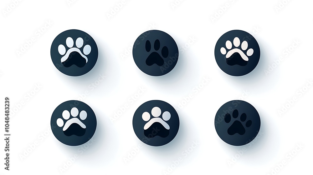 Poster black paw print vector icons for design projects